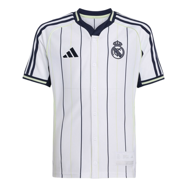 Real Madrid 2025-26 casual white striped short sleeved shirt