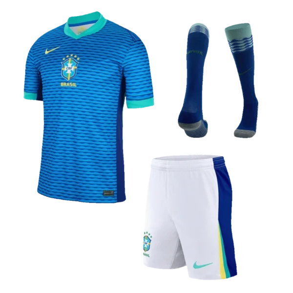 Kids Brazil Custom Away Full Soccer Kits 2024